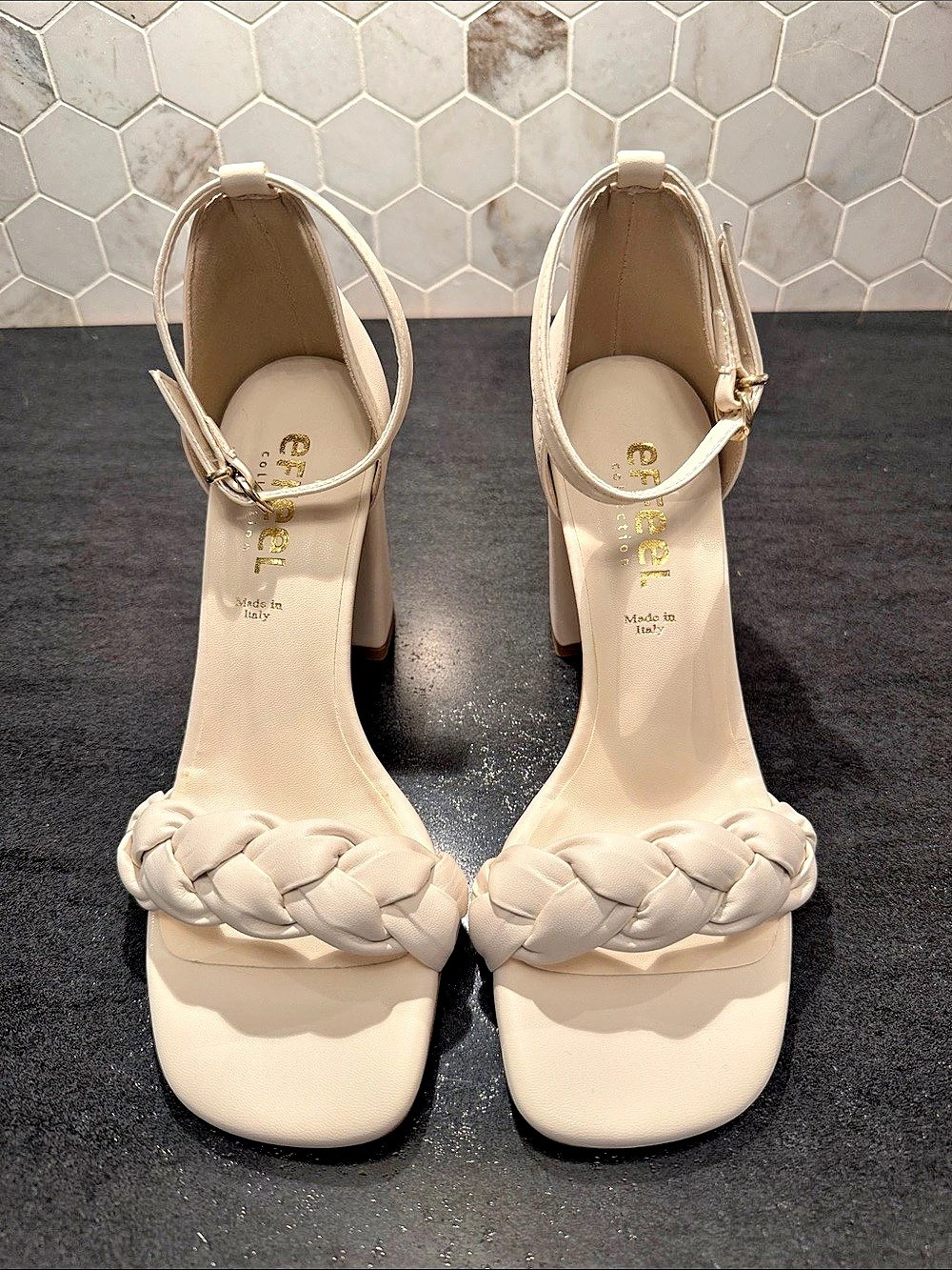 Braided Strap Heels in Cream EU 37 New Never Worn
